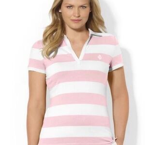 Lauren Ralph Lauren pink and White Striped Polo Shirt size Xs